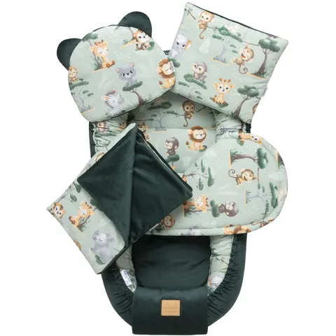 Zestaw 5 elementowy Comfort - Tropical Animals i butelkowy Velvet