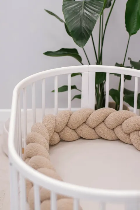 Ochraniacz warkocz do łóżeczka pleciony BOUCLE, 180 cm - Beige