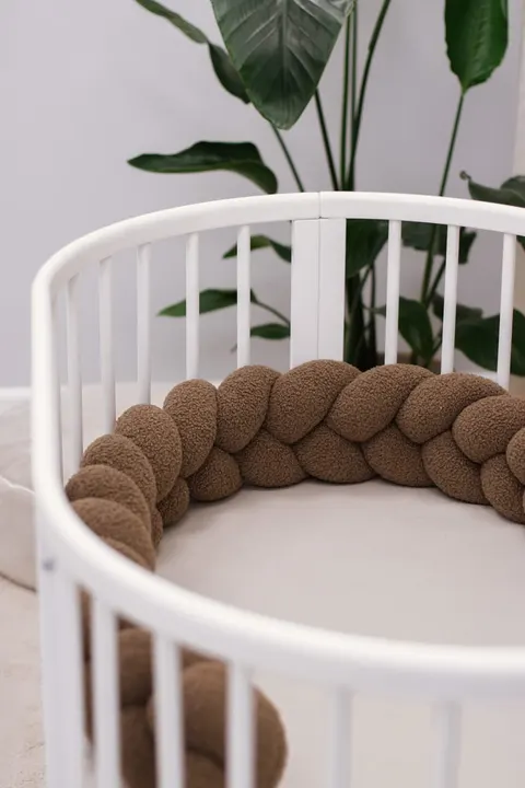 Ochraniacz warkocz do łóżeczka pleciony BOUCLE, 180 cm - Brown