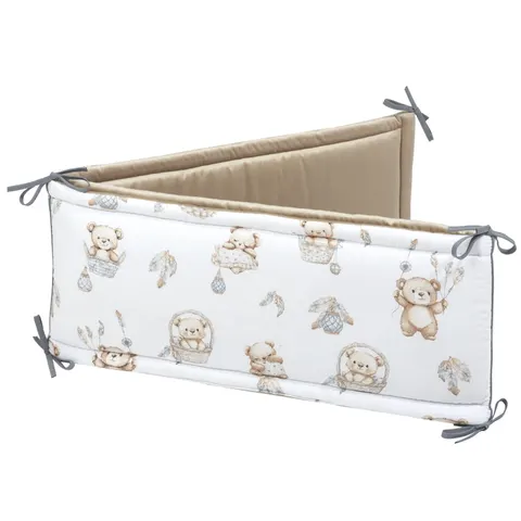 Ochraniacz do łóżeczka XXL - Boho Bears i Cappuccino Soft Velvet