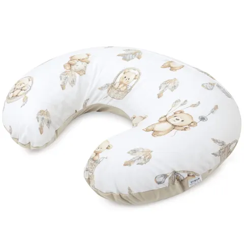Poduszka rogal + zdejmowana poszewka - Boho Bears i Cappuccino Soft Velvet