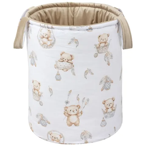 Kosz na zabawki, dwustronny - Boho Bears i Cappuccino Soft Velvet