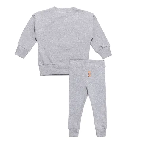 JUKKI Komplet prążkowany dziecięcy - Grey Melange