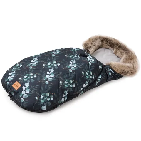 Zimowy śpiworek dziecięcy do wózka, gondoli i sanek - EUCALYPTUS BLACK WINTER