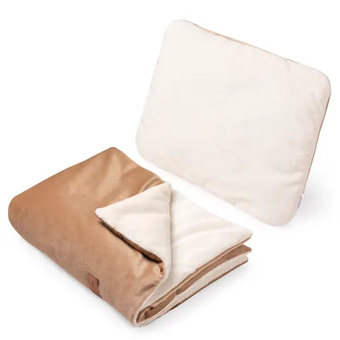 Zestaw do wózka - Plusz ecru i Toffee Soft Velvet