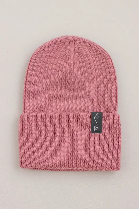 Czapeczka z wełny Merino - PINK