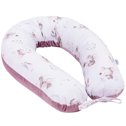 Poduszka ciążowa - Lovely Mouse i Wrzosowy Soft Velvet