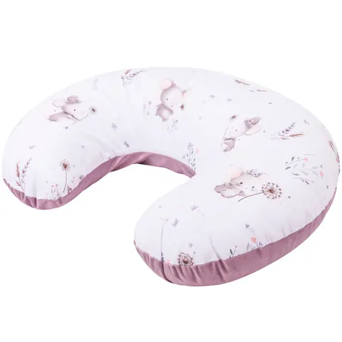 Poduszka rogal + zdejmowana poszewka - Lovely Mouse i Wrzosowy Soft Velvet