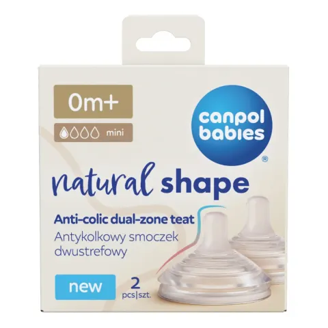 Canpol babies Antykolkowy smoczek dwustrefowy Natural Shape 0m+ 2szt.