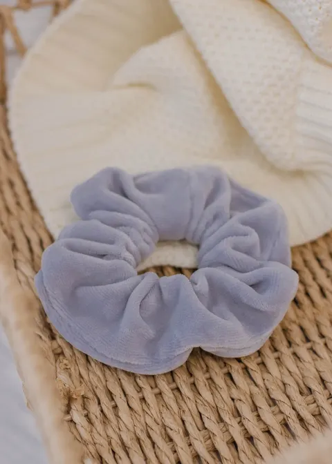 Gumka do włosów SCRUNCHIES welur ciemnoszary