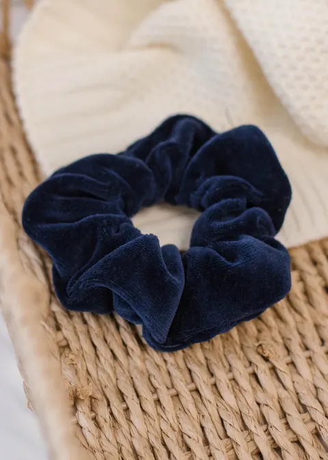 Gumka do włosów SCRUNCHIES welur granatowy