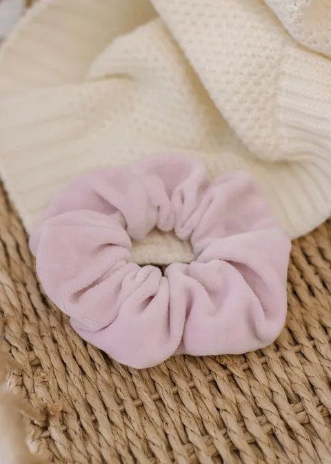 Gumka do włosów SCRUNCHIES welur jasny róż