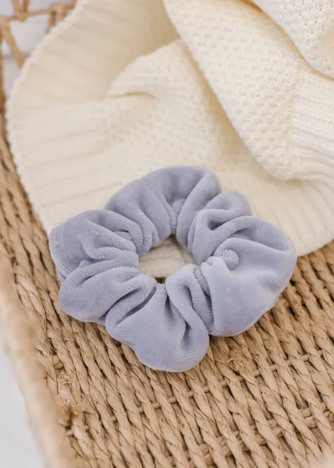 Gumka do włosów SCRUNCHIES welur jasnoszary