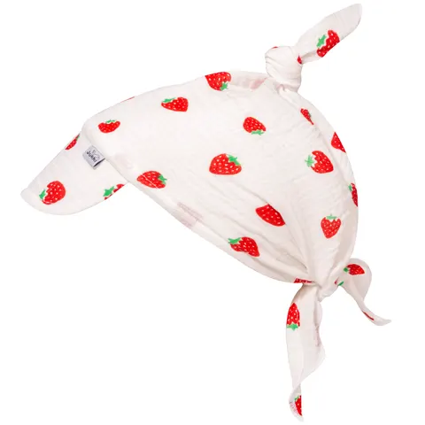 Muślinowa Chustka z daszkiem - Strawberries