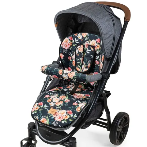 Dwustronna wkładka do wózka spacerowego - Peony Black