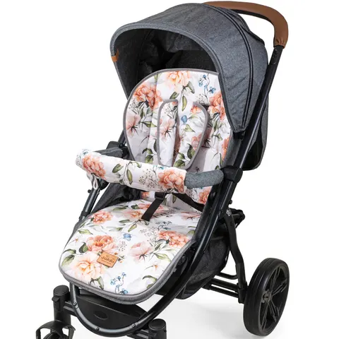 Dwustronna wkładka do wózka spacerowego - Peony White
