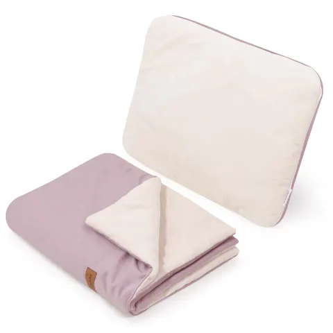 Zestaw do wózka - Plusz ecru i Wrzosowy Soft Velvet