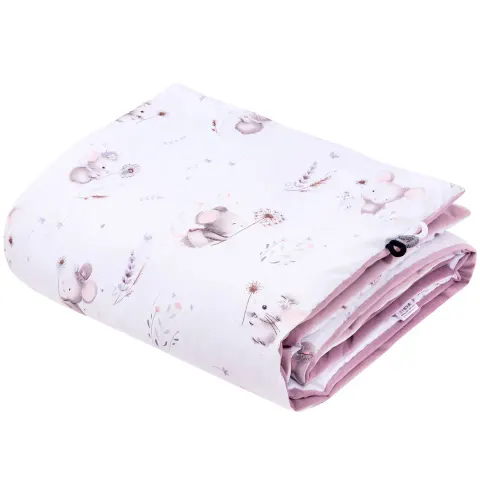 (Outlet) Kocyk przedszkolaka 100x140cm - Lovely Mouse i Wrzosowy Soft Velvet