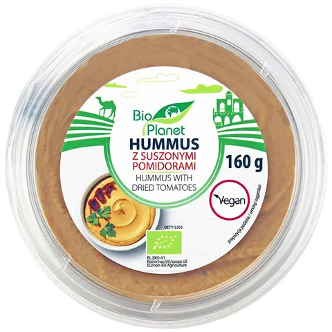 przecena HUMMUS Z SUSZONYMI POMIDORAMI BIO 160 g - BIO PLANET