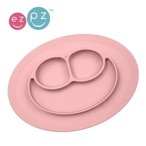 Silikonowy talerzyk z podkładką mały 2w1 Mini Mat pastelowy róż / EZPZ