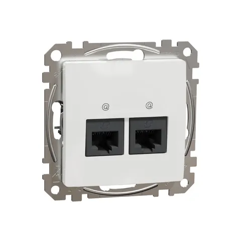 Sedna Design & Elements Gniazdo komputerowe podwójne RJ45 kat.6 UTP, białe; SDD111462, SCHNEIDER ELECTRIC