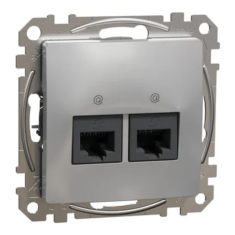 Sedna Design & Elements Gniazdo komputerowe 2xRJ45 kat.6 UTP, srebrne aluminium