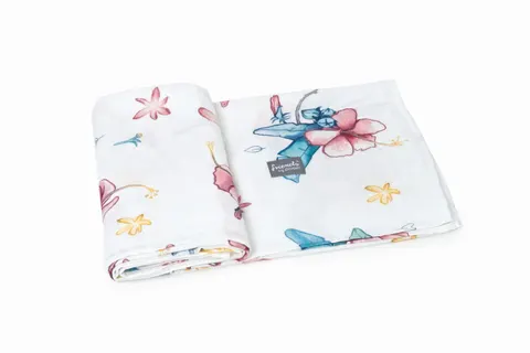 Otulacz bambusowy HIBISKUSY 120x120 / POOFI