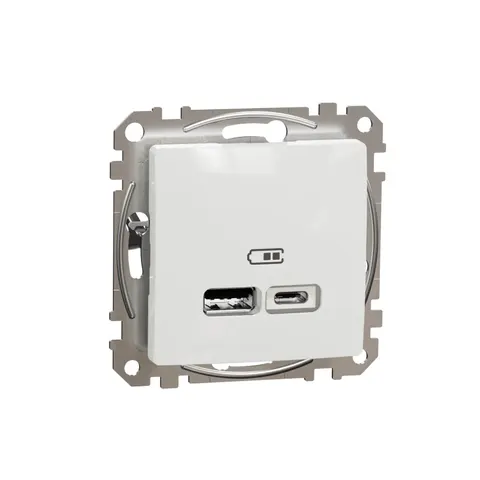 Sedna Design & Elements Gniazdo ładowania USB typ A+C 2,4A, białe; SDD111402, SCHNEIDER ELECTRIC