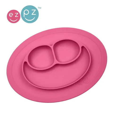 Silikonowy talerzyk z podkładką mały 2w1 Mini Mat różowy / EZPZ