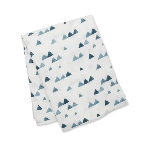 Kocyk Bambusowy Navy Triangles 120x120 / Lulujo