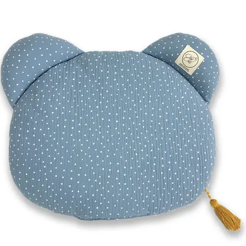 Poduszka muślinowa MIŚ - błękit w kropki / Cosy Cott