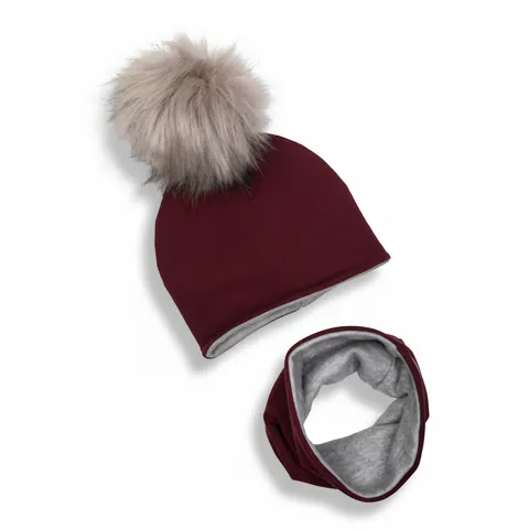 Zimowy komplet ocieplany BORDO z pomponem / UL&KA