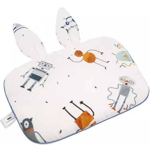 Płaska bambusowa poduszka z uszkami Roboty 25x35cm / Samiboo