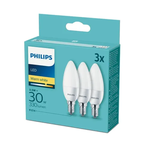 Zestaw żarówek LED 3,5W-30W B35 E14 WW 330lm barwa ciepła FR ND 3PF/4-DISC (opak.3szt.)