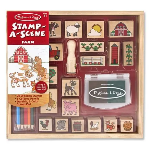 Melissa and Doug, Drewniane Stempelki Farma