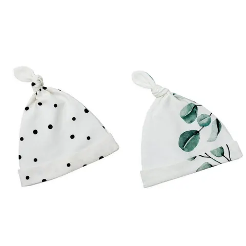 Czapeczka Krasnal 2 pack Czarne Kropki-Eukaliptus / Sleepee