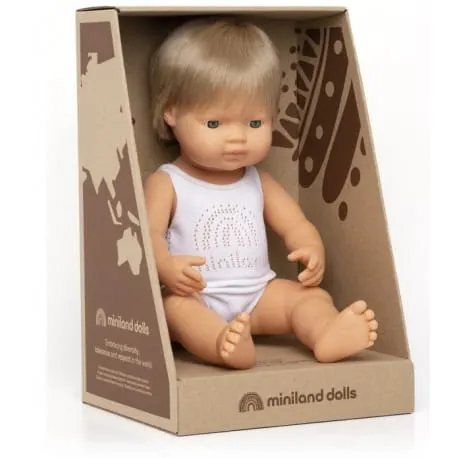 Lalka Chłopiec Europejczyk Ciemny Blond 38cm / Miniland
