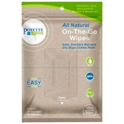 Biodegradowalne mokre-suche chusteczki On-The-Go /Potette Plus