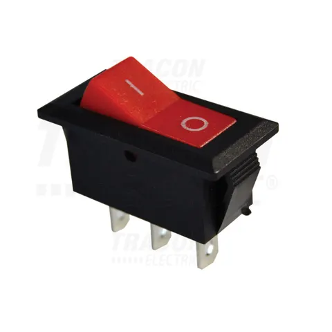 Łącznik kołyskowy 0-1 mały 1,3x2,9cm, 16(6)A, 250VAC czerwony