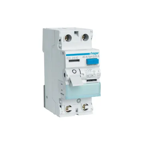 Wyłącznik różnicowoprądowy 1P+N 40A 30mA Typ A QuickConnect, RCCB; CDS240D HAGER
