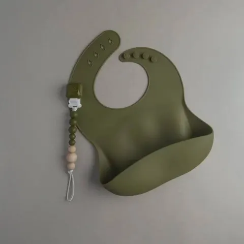 Śliniak silikonowy - Olive / LouLou Lollipop