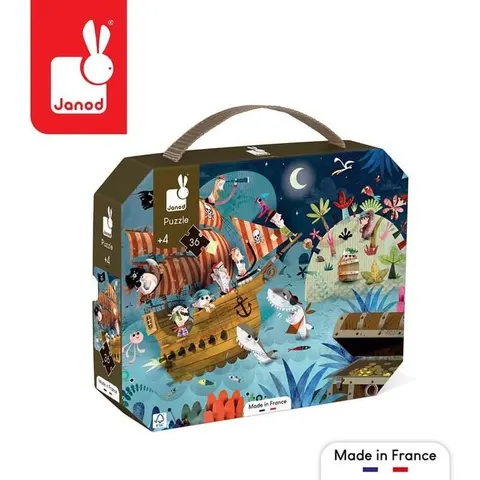 Puzzle w walizce Wyprawa po skarb 36 elementów 4+ / Janod J02614