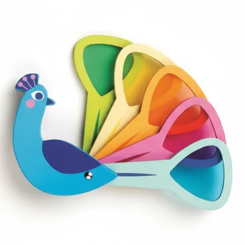 Drewniana zabawka, Poznajemy kolory - paw z kolorowymi szybkami, Tender Leaf Toys