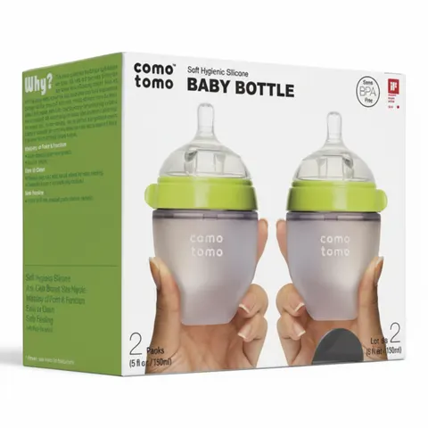 2 antykolkowe butelki silikonowe 150 ml Green NEWBORN / Comotomo