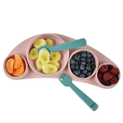 Silikonowy talerz Tiny Tapas - Powder Pink / Koo-di