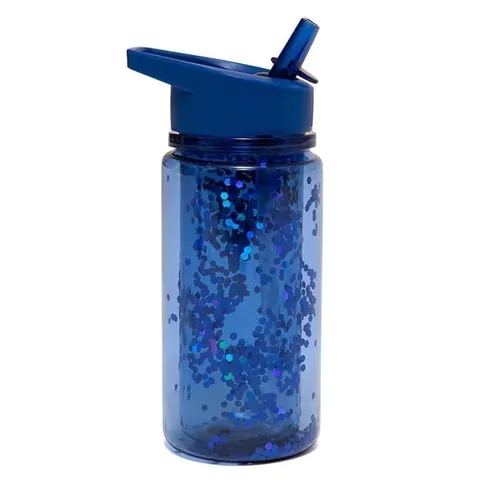 Bidon transparentny ze składanym ustnikiem GLITTER Night Blue / Petit Monkey