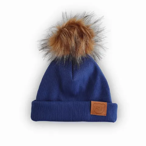 Czapka z pomponem - GRANATOWY CIEMNY JEANS / Strojmisie