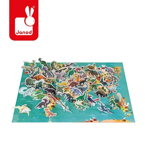 Puzzle edukacyjne z figurkami 3D Dinozaury 200 elementów 6 + / Janod J02679
