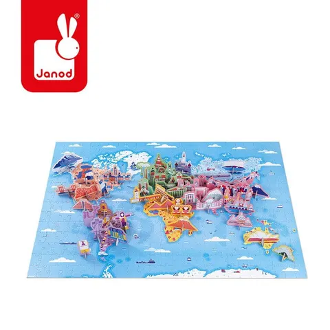Puzzle edukacyjne z figurkami 3D Cuda świata 350 elementów 7 + / Janod J02680