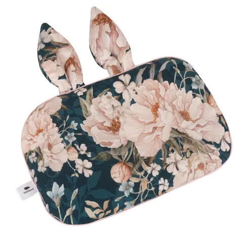 Płaska bambusowa poduszka z uszkami Peonie 25x35cm / Samiboo